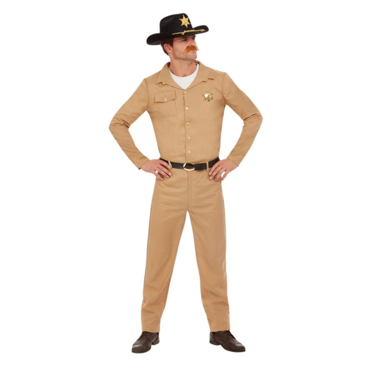 Op deze afbeelding zie je een Kostuums, van het merk Smiffy's. 80s Zandkleurige Sheriff Man Kostuum