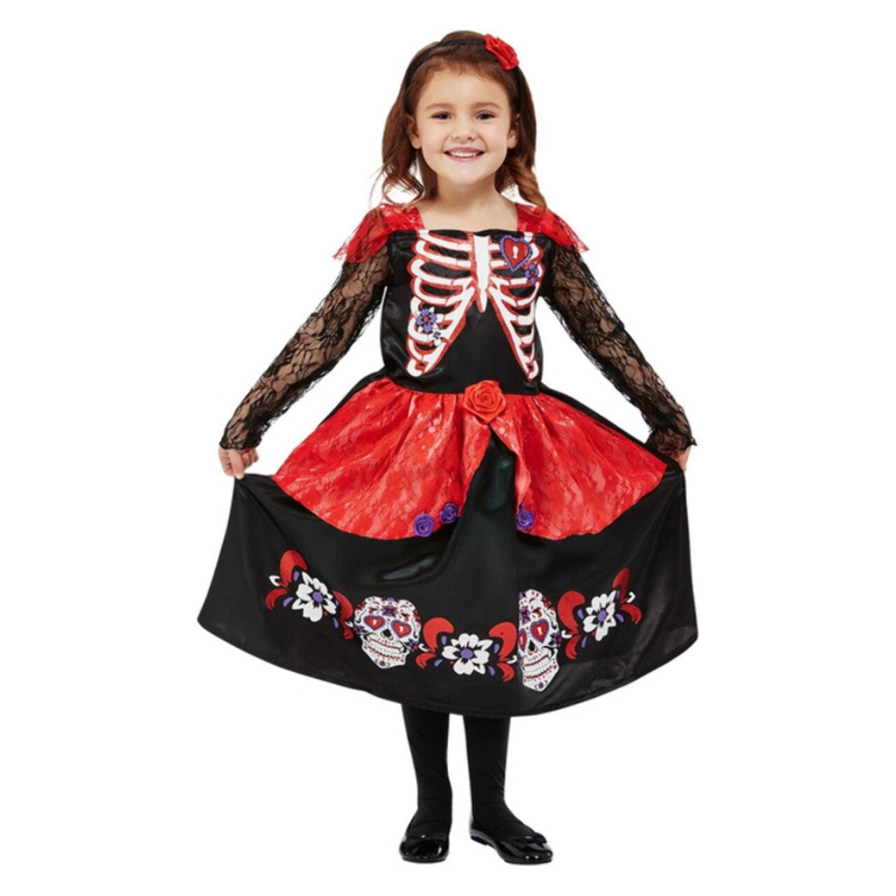 Op deze afbeelding zie je een Kostuums, van het merk Smiffy's. Dia De Los Muertos Prinsessenjurk Meisje