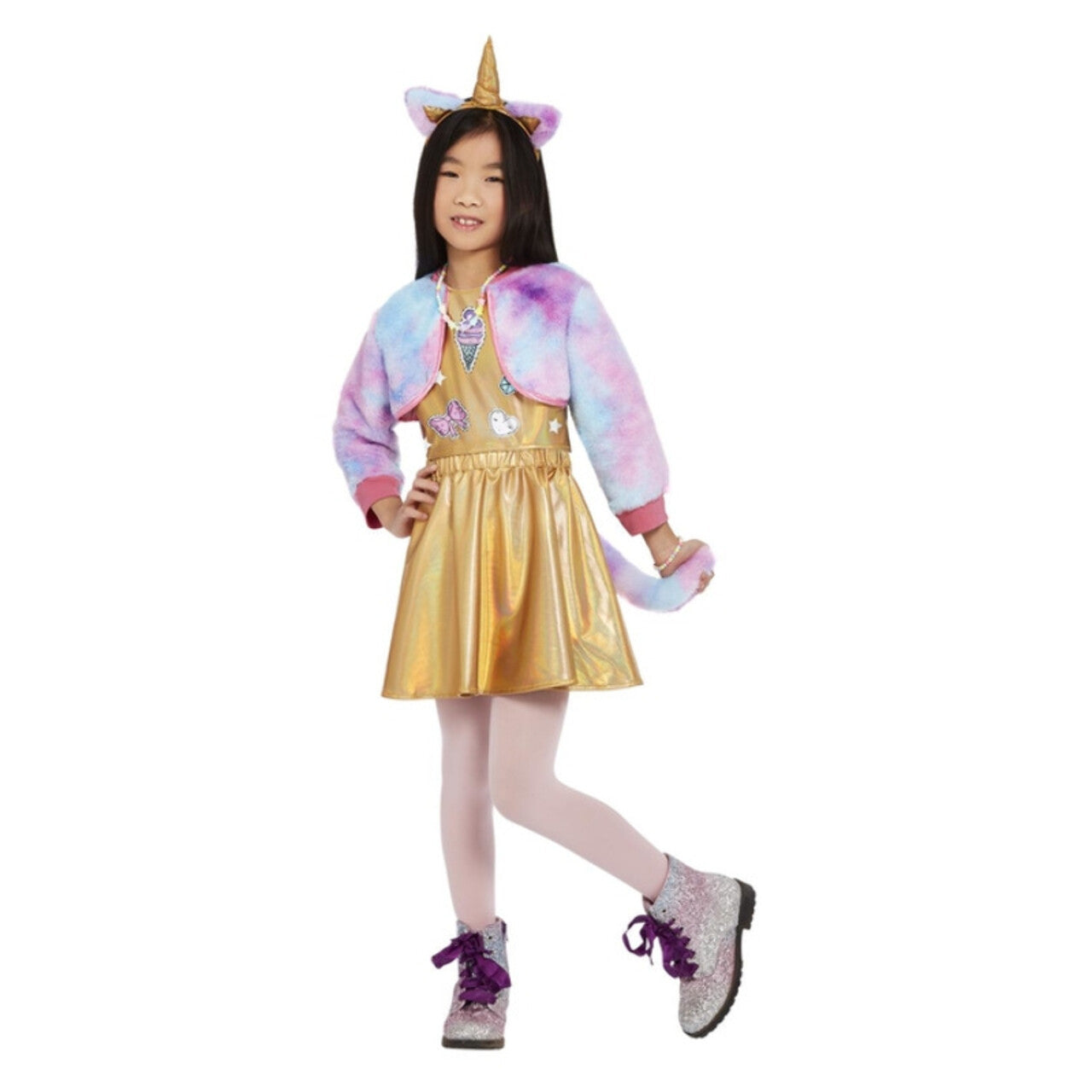 Op deze afbeelding zie je een Kostuums, van het merk Smiffy's. Snoezig Kittycorn Meisje Kostuum