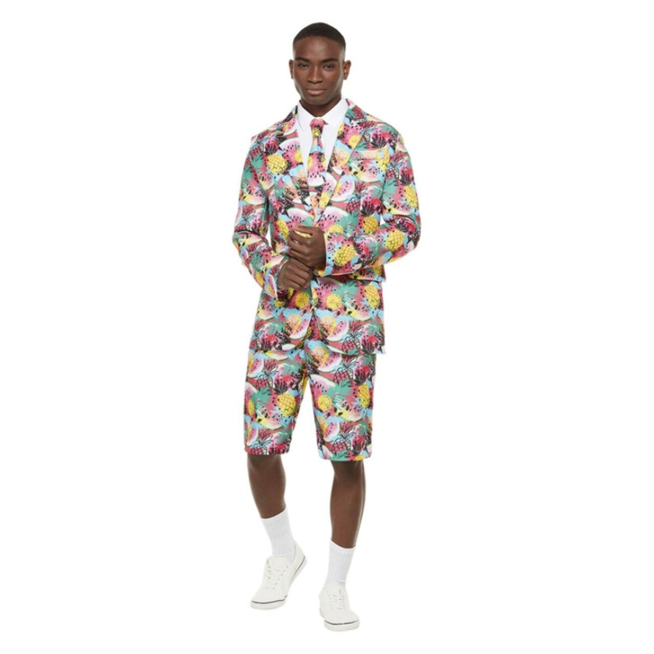 Op deze afbeelding zie je een Kostuums, van het merk Smiffy's. Fruitig Watermeloen Ananas Pak Met Shorts Man