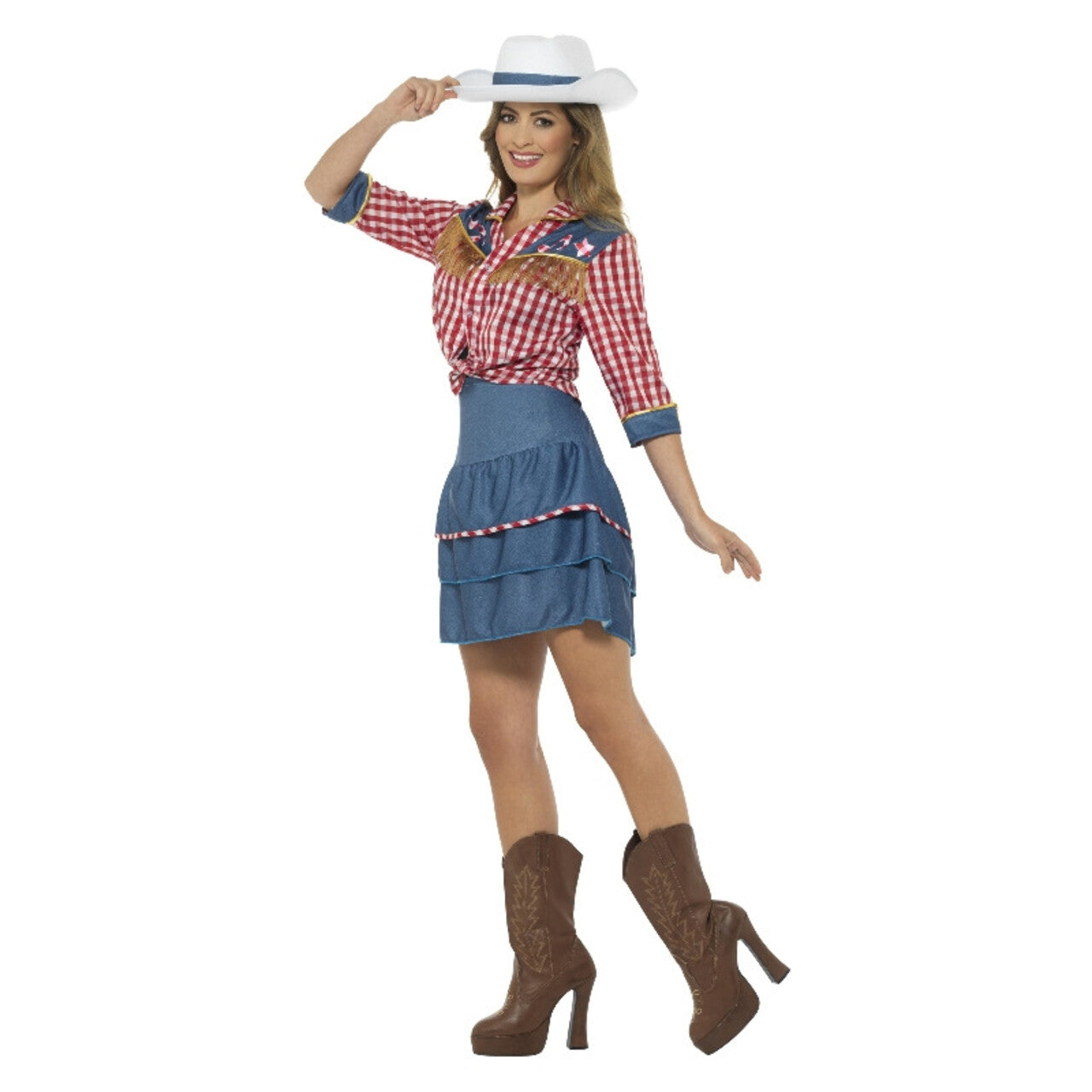 Op deze afbeelding zie je een Kostuums, van het merk Smiffy's. Giddy Up Rodeo Cowgirl Vrouw Kostuum
