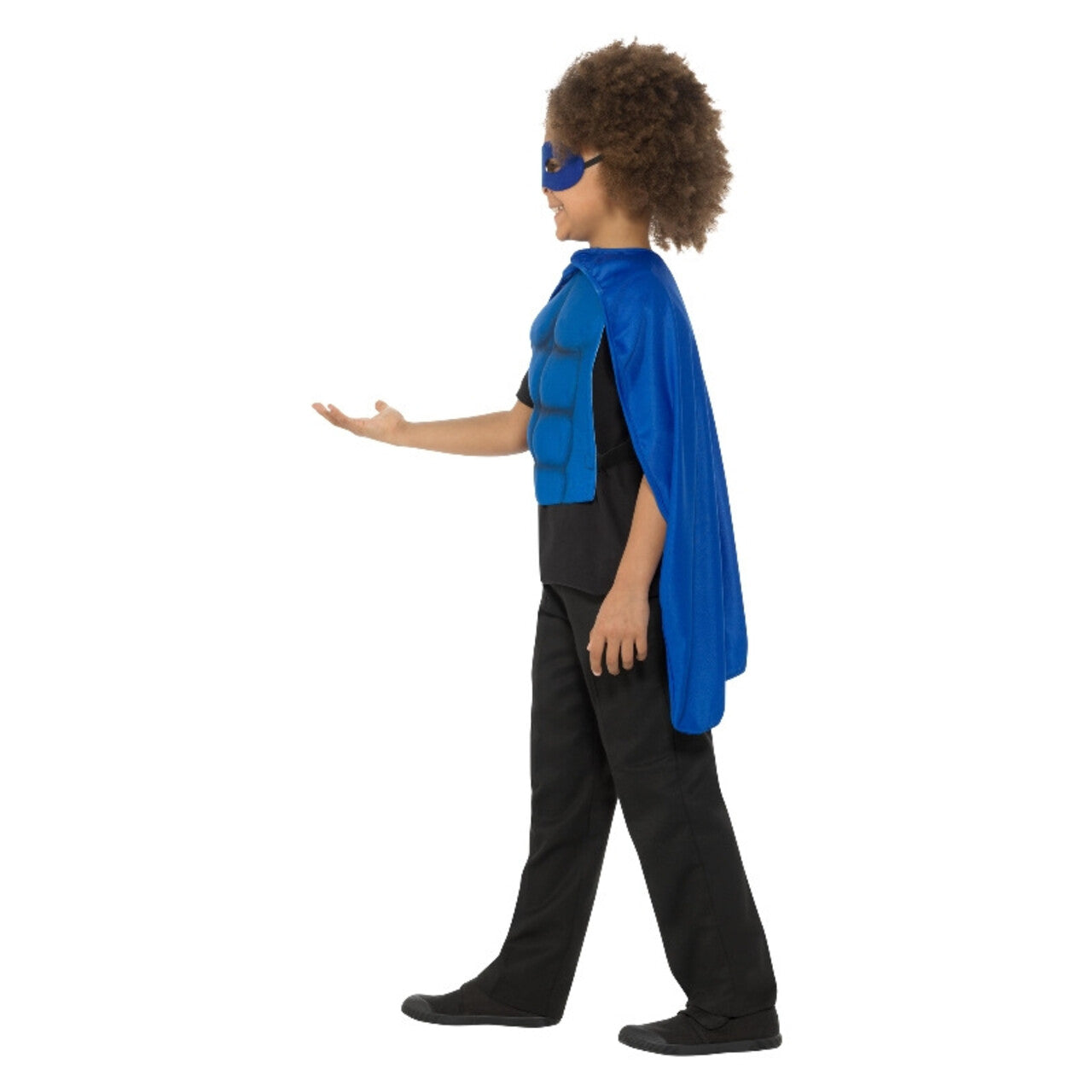 Op deze afbeelding zie je een Kostuums, van het merk Smiffy's. Blauw Gespierde Superheld Kind Kostuum
