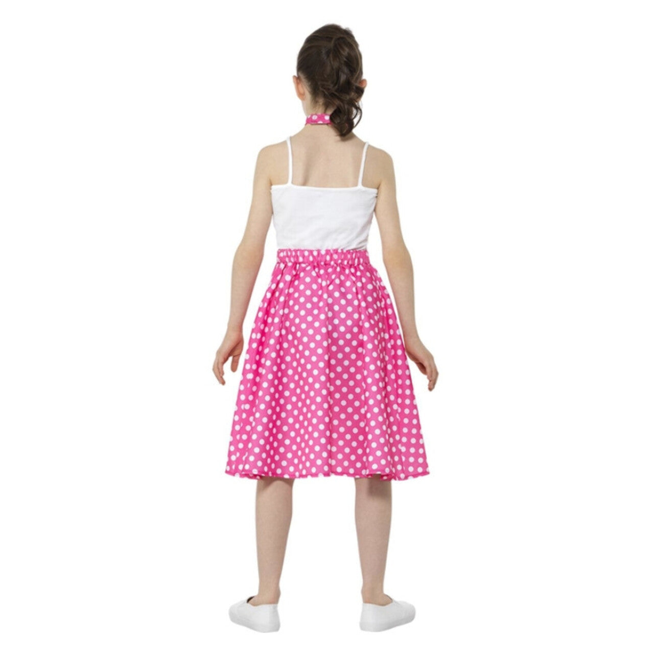 Op deze afbeelding zie je een Kostuums, van het merk Smiffy's. Roze Fleurige Stippen Jaren 50 Kind Polka Dot Meisje Kostuum