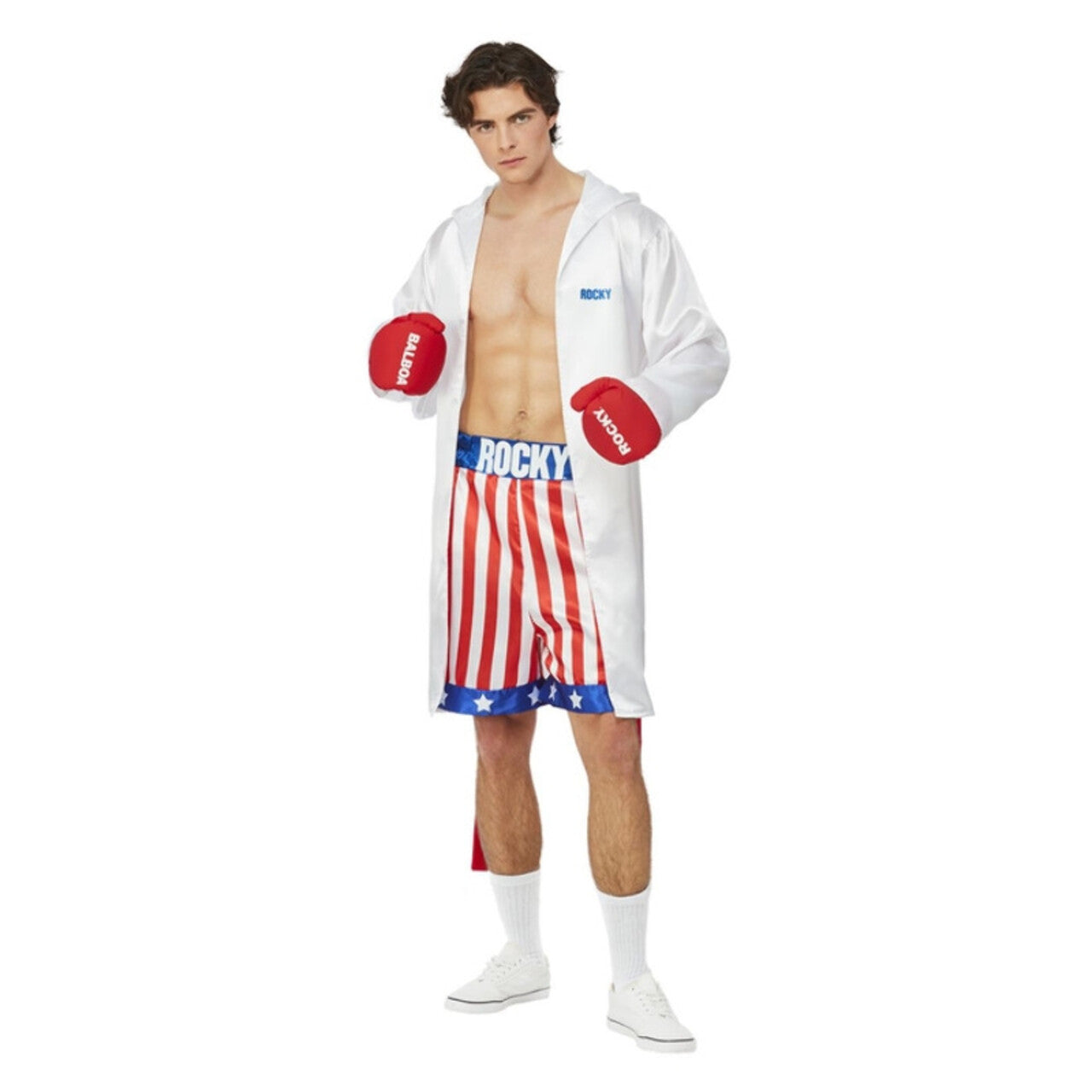 Op deze afbeelding zie je een Kostuums, van het merk Smiffy's. Legendarische Bokslegende Rocky Balboa Man Kostuum