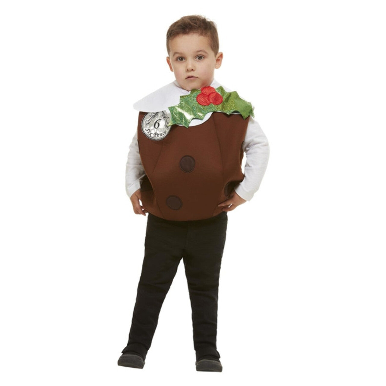Op deze afbeelding zie je een Kostuums, van het merk Smiffy's. Kerst Pudding Lekker Toetje Kind Kostuum