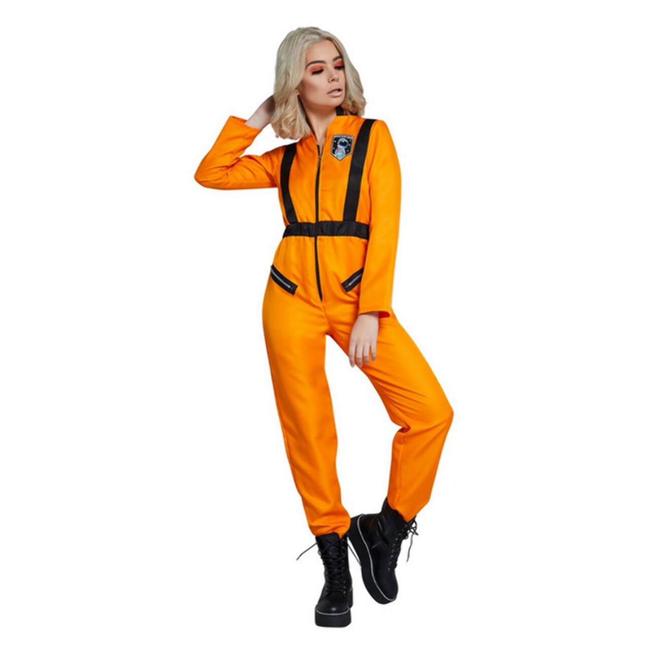 Op deze afbeelding zie je een Kostuums, van het merk Smiffy's. Team Orange Astronaut Vrouw Kostuum