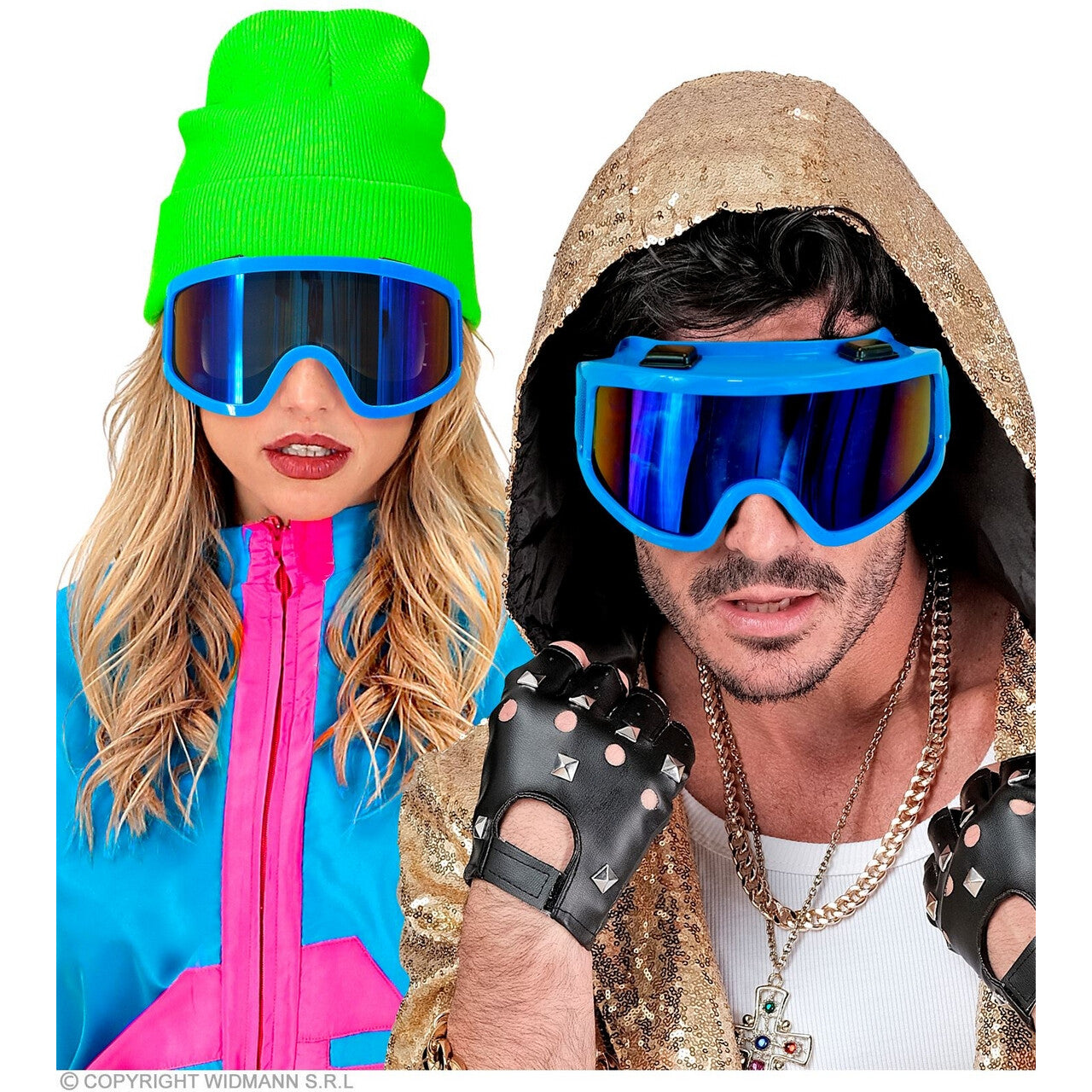 Op deze afbeelding zie je een Accessoires, van het merk Widmann. Ski-Bril 80s Blauw