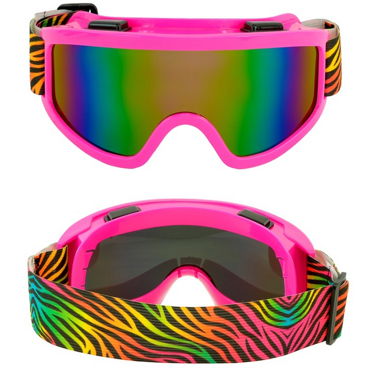 Op deze afbeelding zie je een Accessoires, van het merk Widmann. Foute Jaren 80 Ski Bril Roze Met Tijgerprint