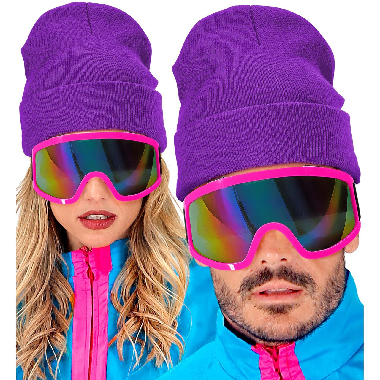 Op deze afbeelding zie je een Accessoires, van het merk Widmann. Paarse Winter Muts Purple Snow Beanie