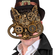 Op deze afbeelding zie je een Accessoires, van het merk Widmann. Gouden Fantasy Wolf Masker Steampunk