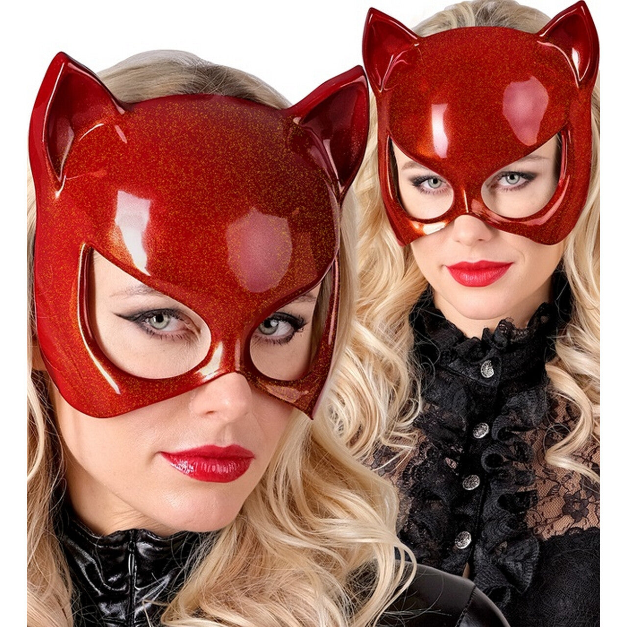 Op deze afbeelding zie je een Accessoires, van het merk Widmann. Catwoman Oogmasker Rood