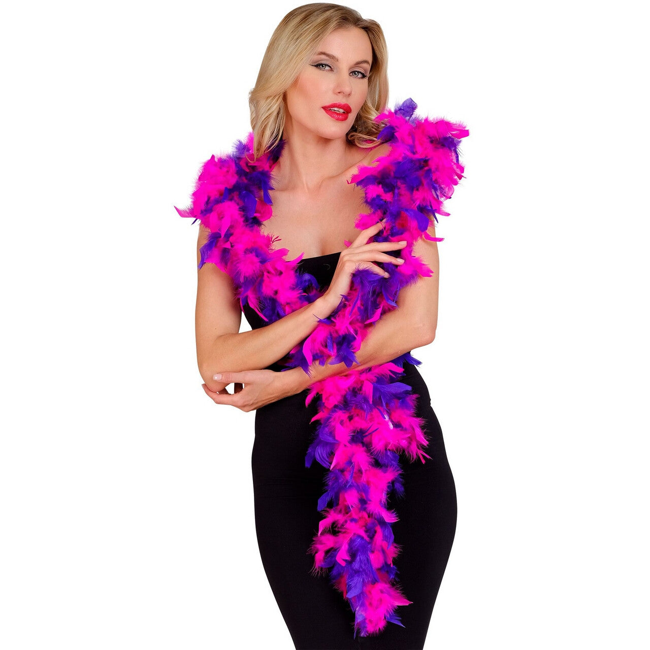 Op deze afbeelding zie je een Accessoires, van het merk Widmann. Boa Paars Roze 180 Centimeter 50 Gram