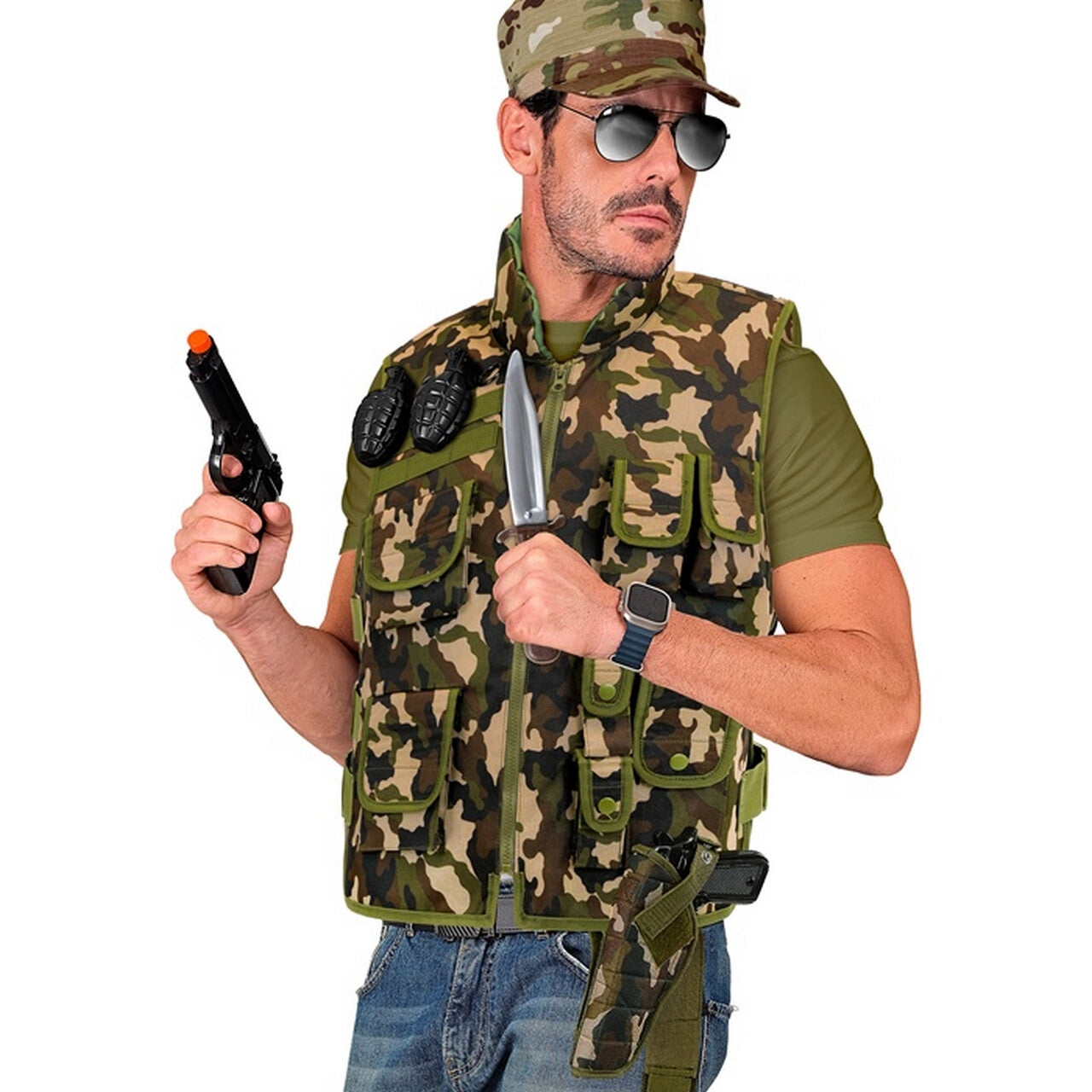 Op deze afbeelding zie je een Accessoires, van het merk Widmann. Enkele Holster Camo Groen