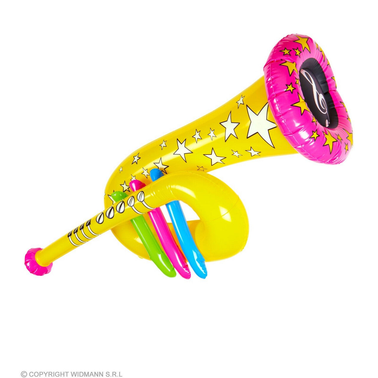 Op deze afbeelding zie je een Accessoires, van het merk Widmann. Opblaasbare Tuba Geel