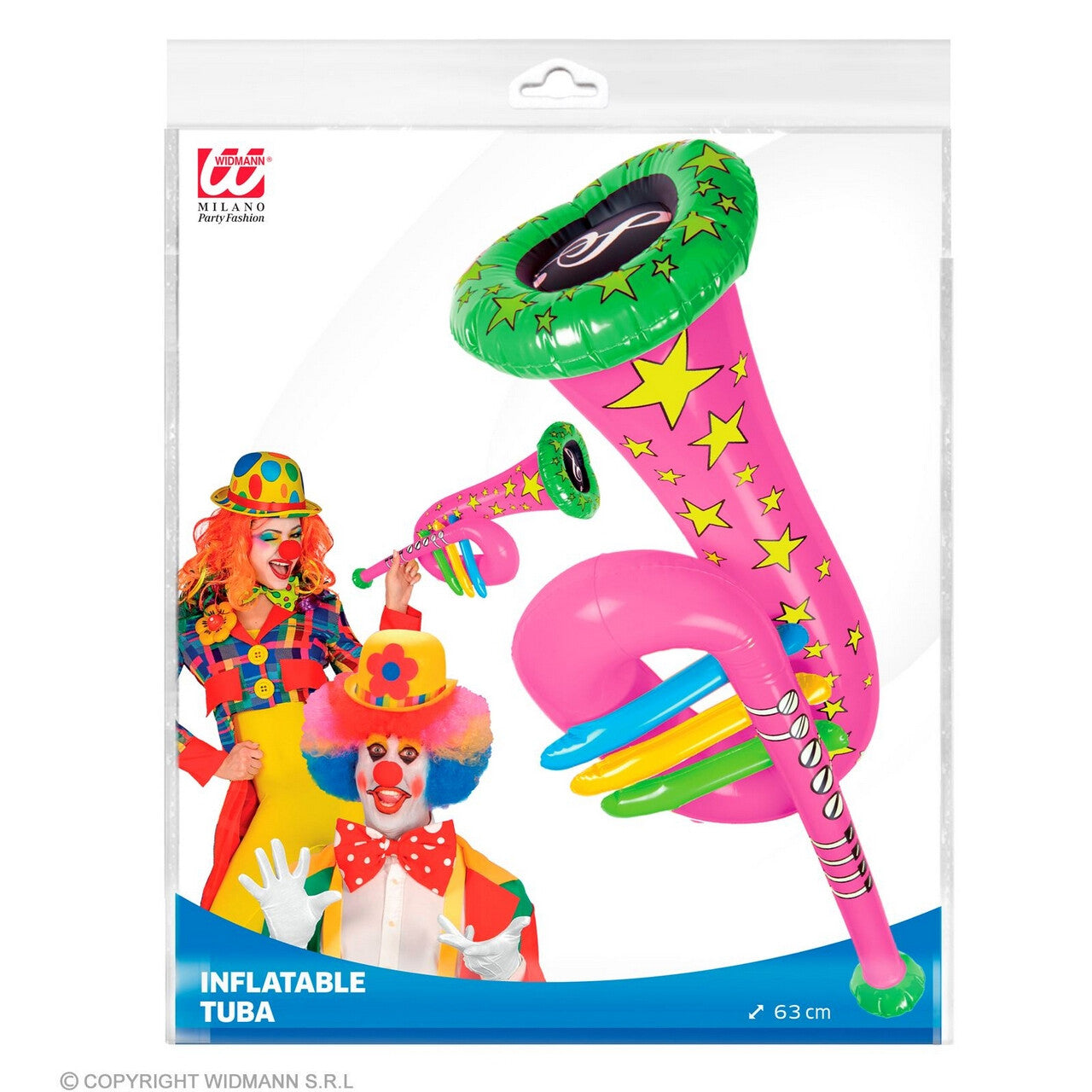 Op deze afbeelding zie je een Accessoires, van het merk Widmann. Opblaasbare Tuba Roze
