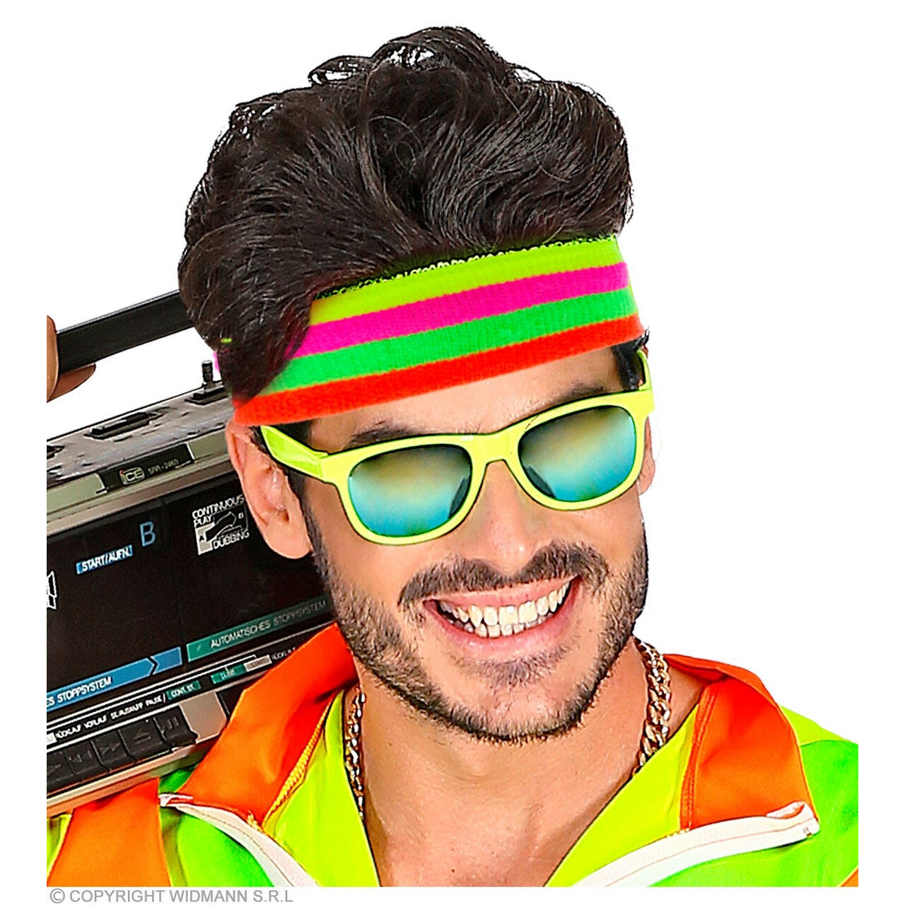 Op deze afbeelding zie je een Accessoires, van het merk Widmann. Zweetband Werkhard Neon Multicolor