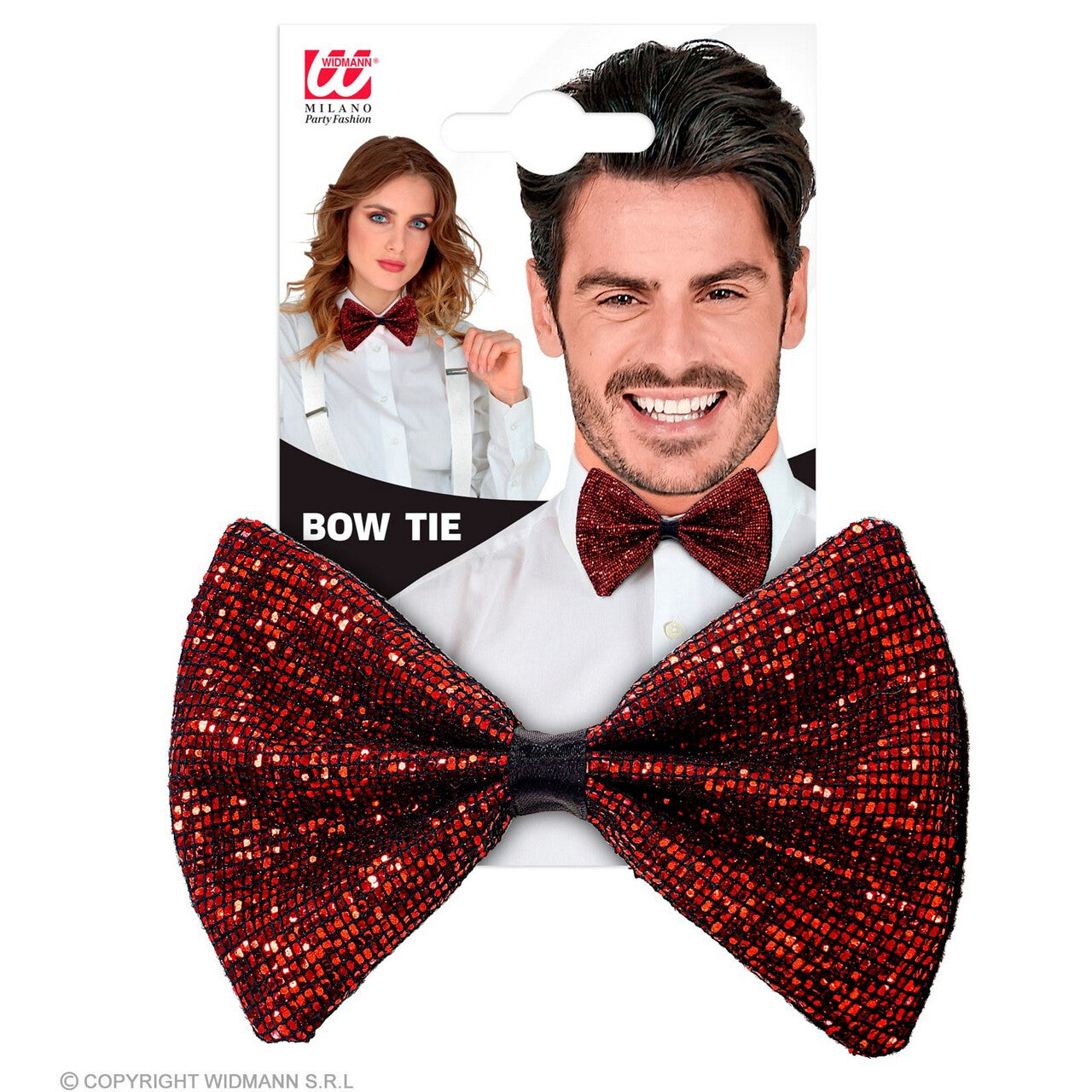 Op deze afbeelding zie je een Accessoires, van het merk Widmann. Rode Vlinderdas Met Glinsters