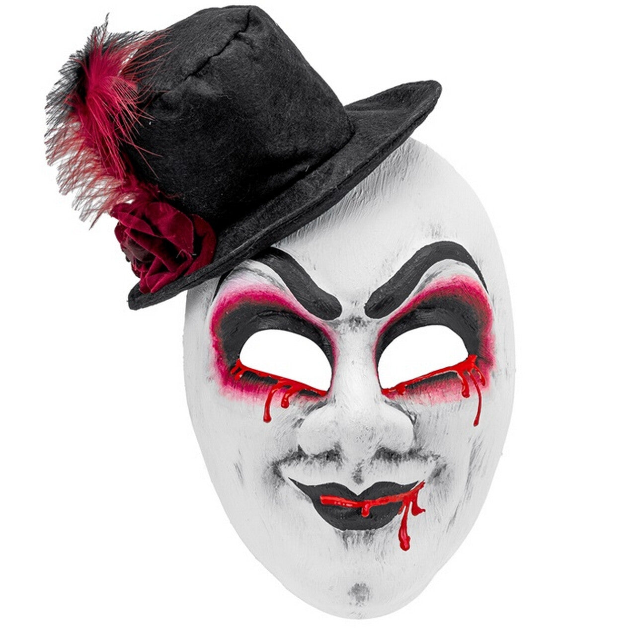 Op deze afbeelding zie je een Accessoires, van het merk Widmann. Masker Bleeding Man Met Hoed