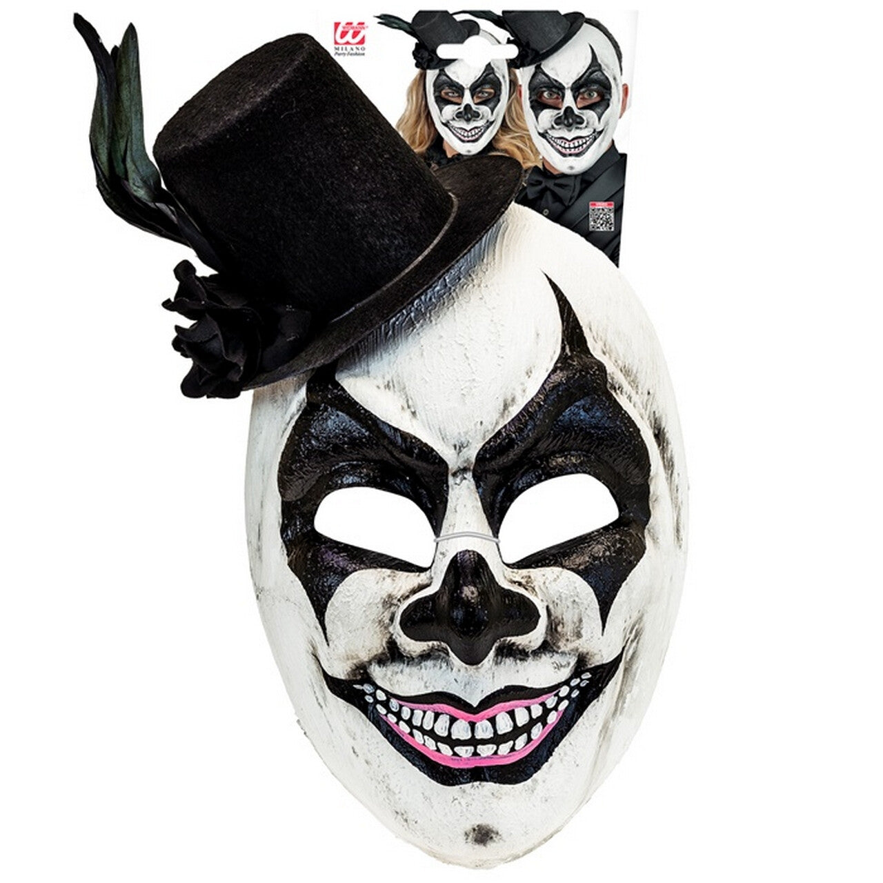 Op deze afbeelding zie je een Accessoires, van het merk Widmann. Masker Evil Man Met Hoed