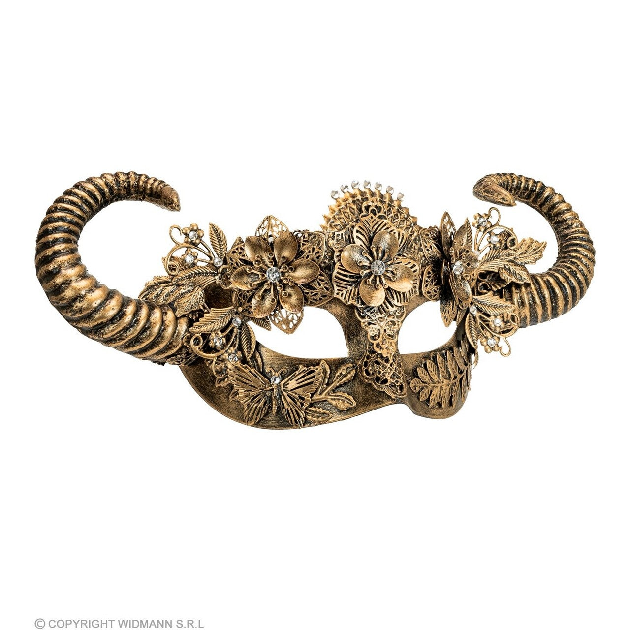Op deze afbeelding zie je een Accessoires, van het merk Widmann. Oogmasker Theater Gouden Ram Duivel
