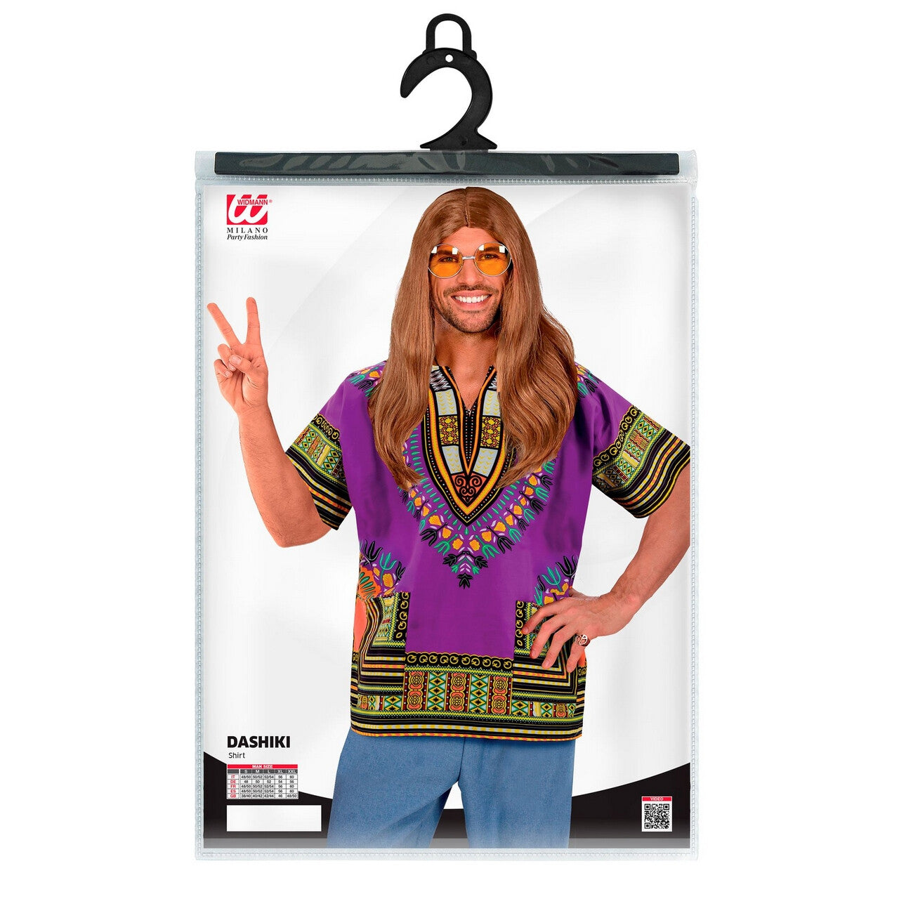 Op deze afbeelding zie je een Kostuums, van het merk Widmann. Dashiki Paars Shirt Man
