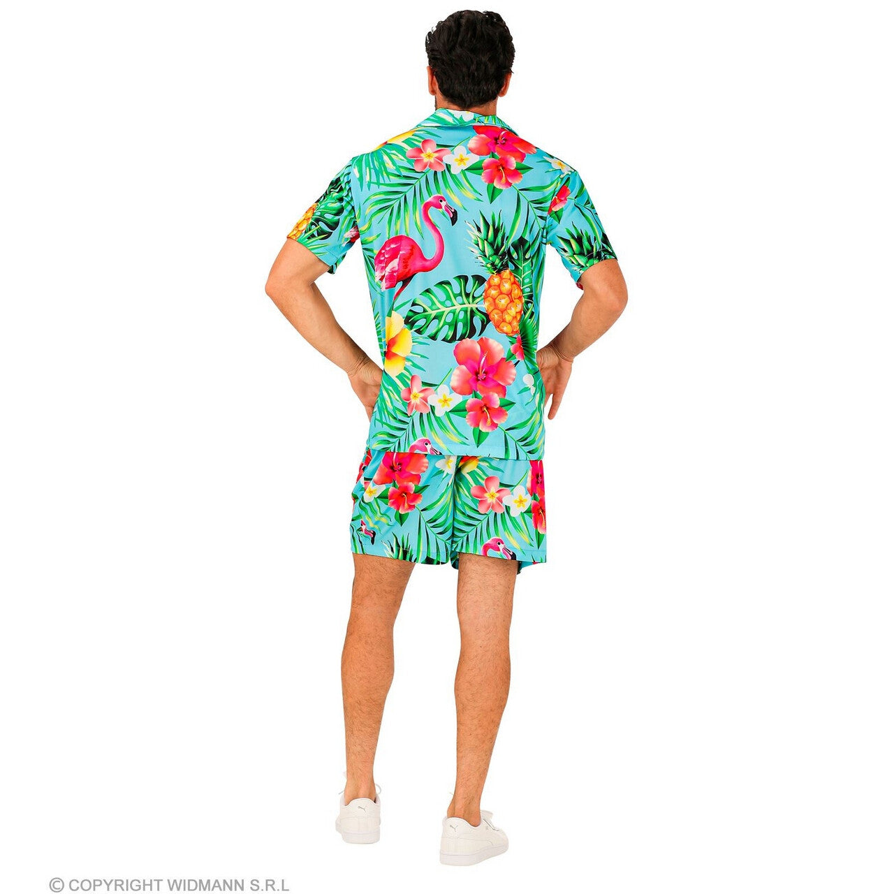 Op deze afbeelding zie je een Kostuums, van het merk Widmann. Zomer Festival Flamingo Trip Man Kostuum