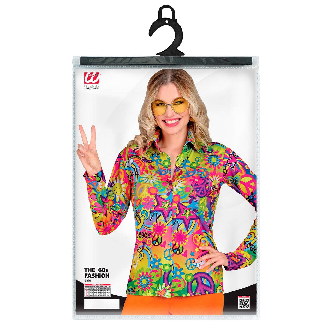 Op deze afbeelding zie je een Kostuums, van het merk Widmann. Super 60s Peace And Love Shirt Vrouw