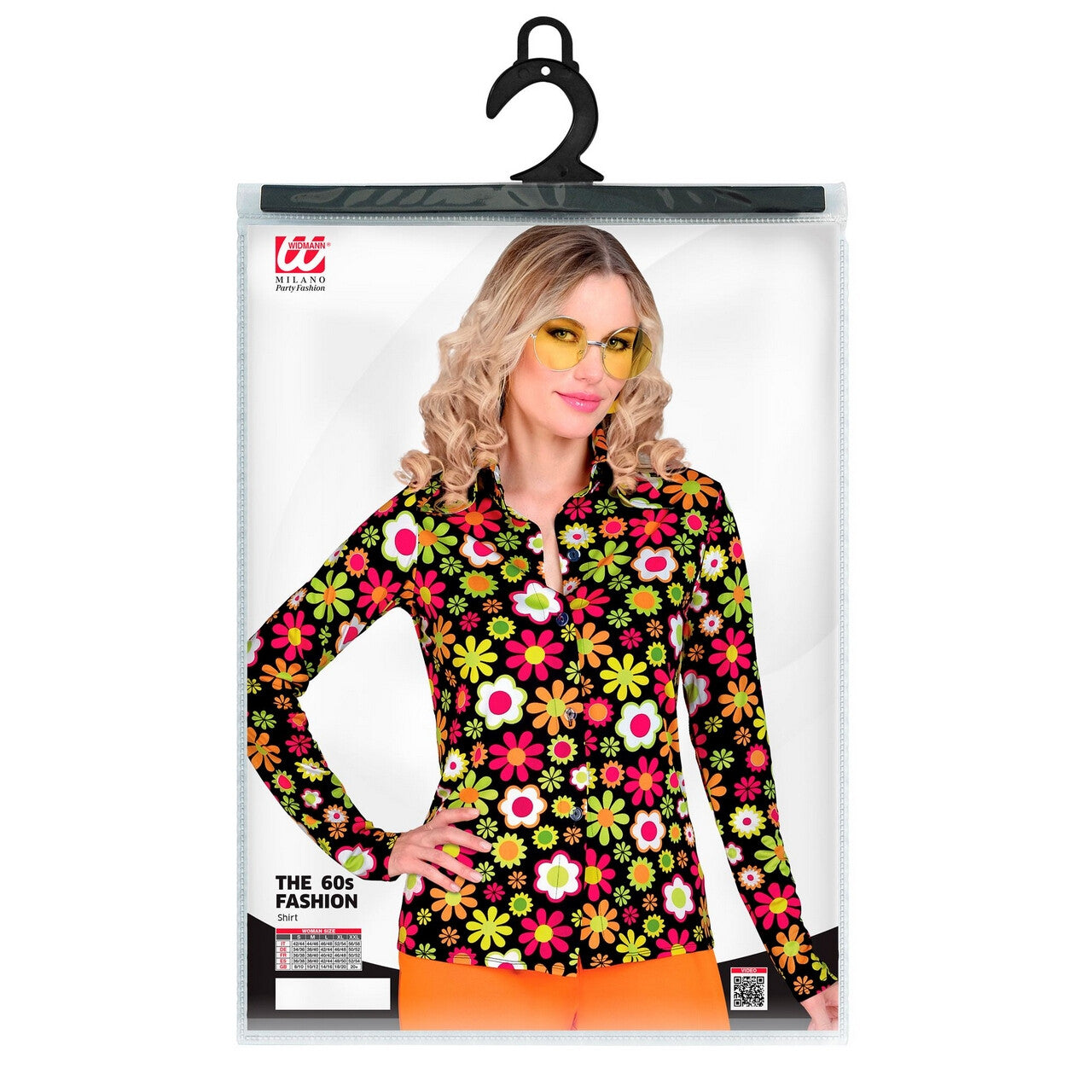 Op deze afbeelding zie je een Kostuums, van het merk Widmann. Super 60s Flower Dance Shirt Vrouw