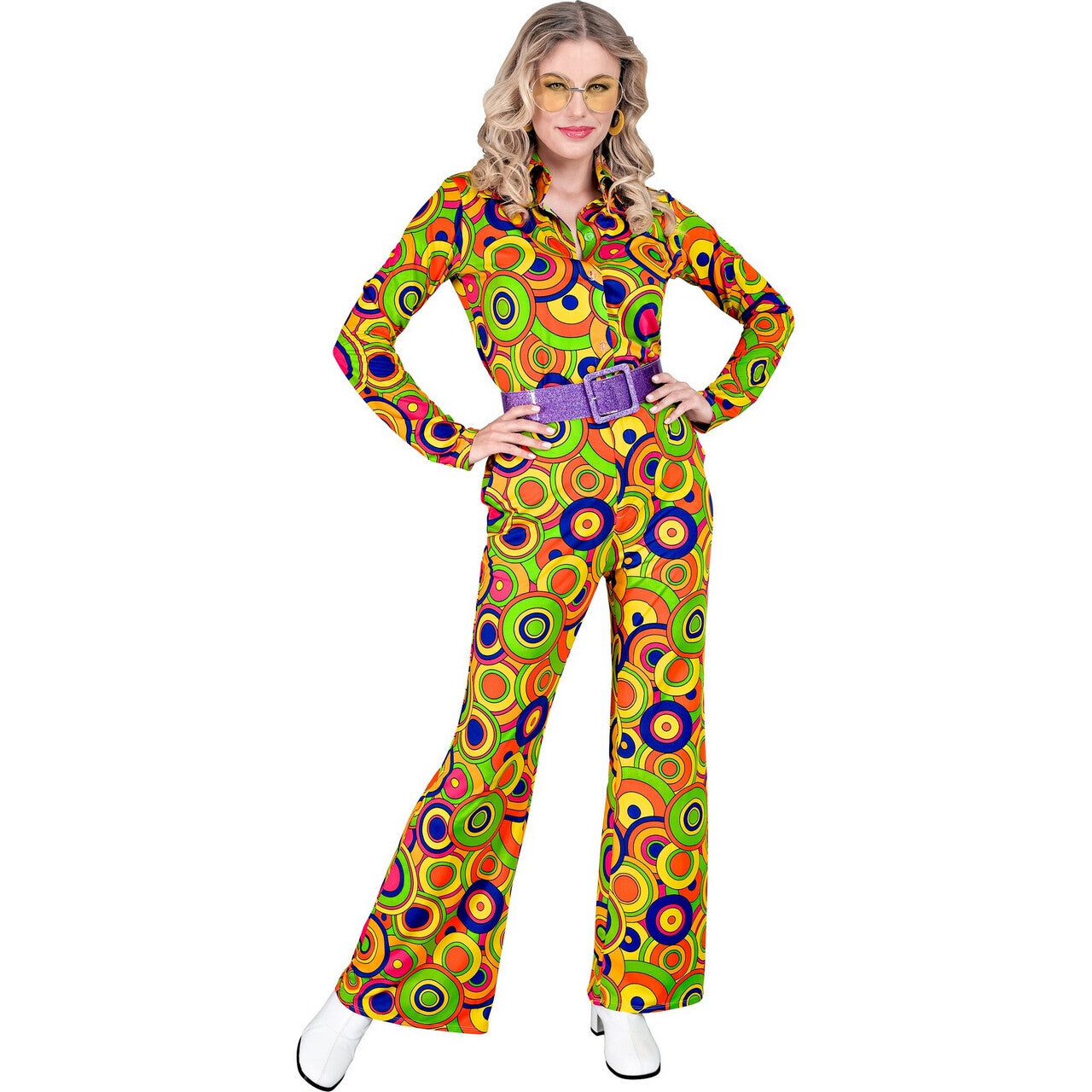 Op deze afbeelding zie je een Kostuums, van het merk Widmann. Love The 70s Longplay Circles Broek Vrouw