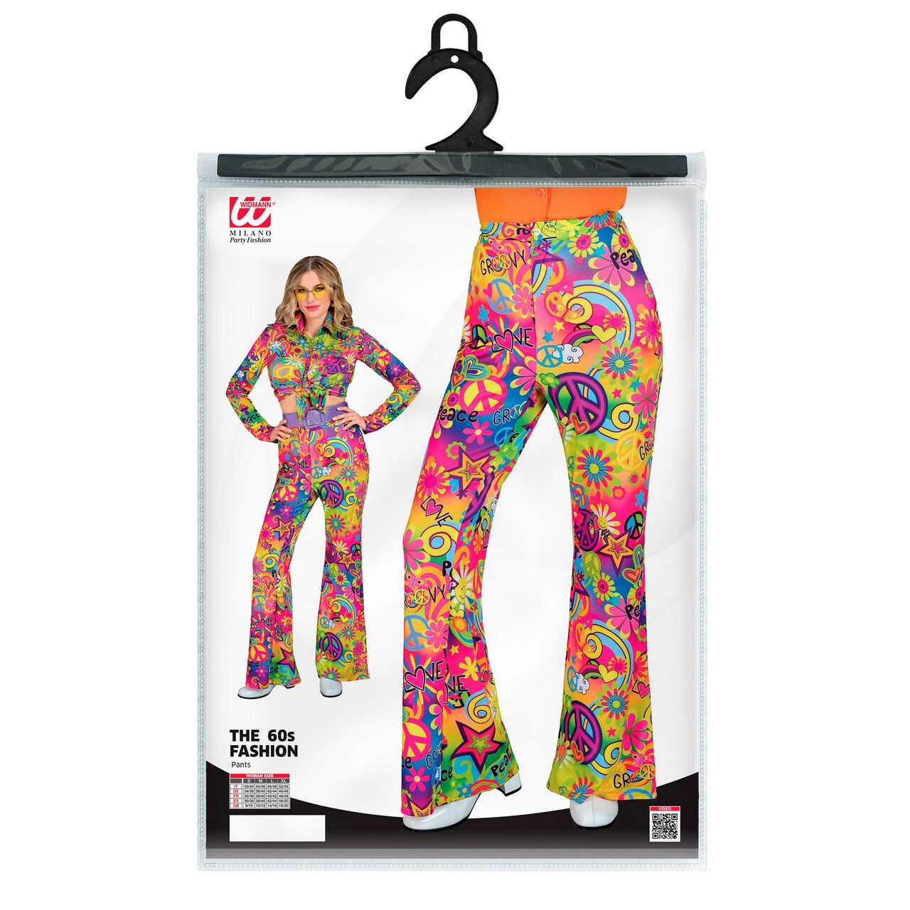 Op deze afbeelding zie je een Kostuums, van het merk Widmann. Super 60s Peace And Love Broek Vrouw