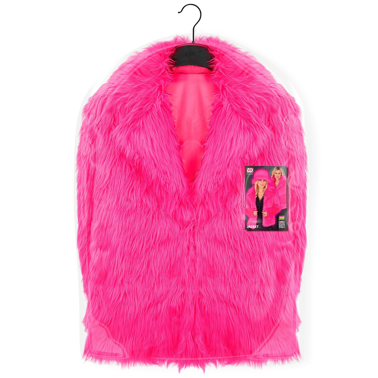 Op deze afbeelding zie je een Kostuums, van het merk Widmann. Neon Bontjas Priscilla Pink Vrouw