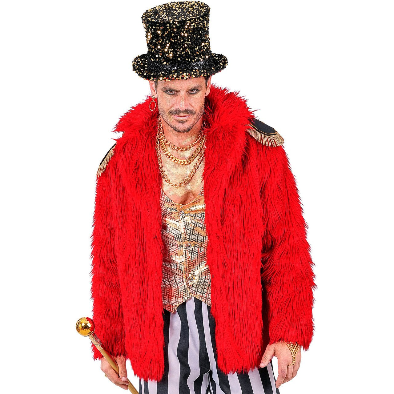 Op deze afbeelding zie je een Kostuums, van het merk Widmann. Dress To Impress Rode Bontjas