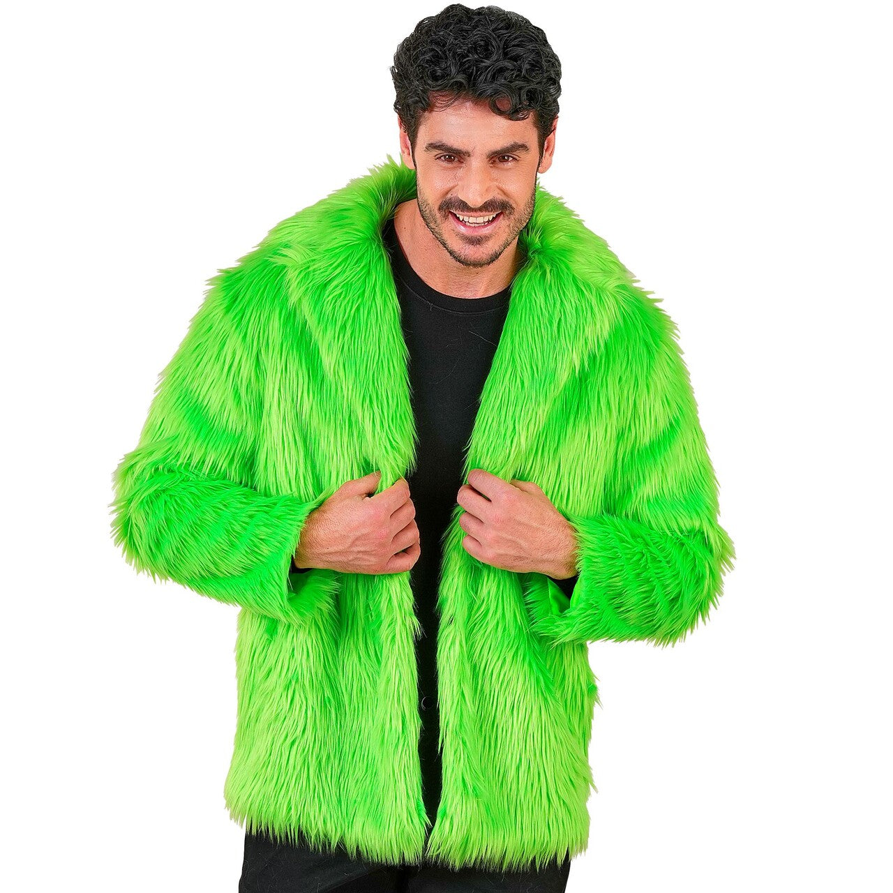 Op deze afbeelding zie je een Kostuums, van het merk Widmann. Gifgroene Pooier Bontjas