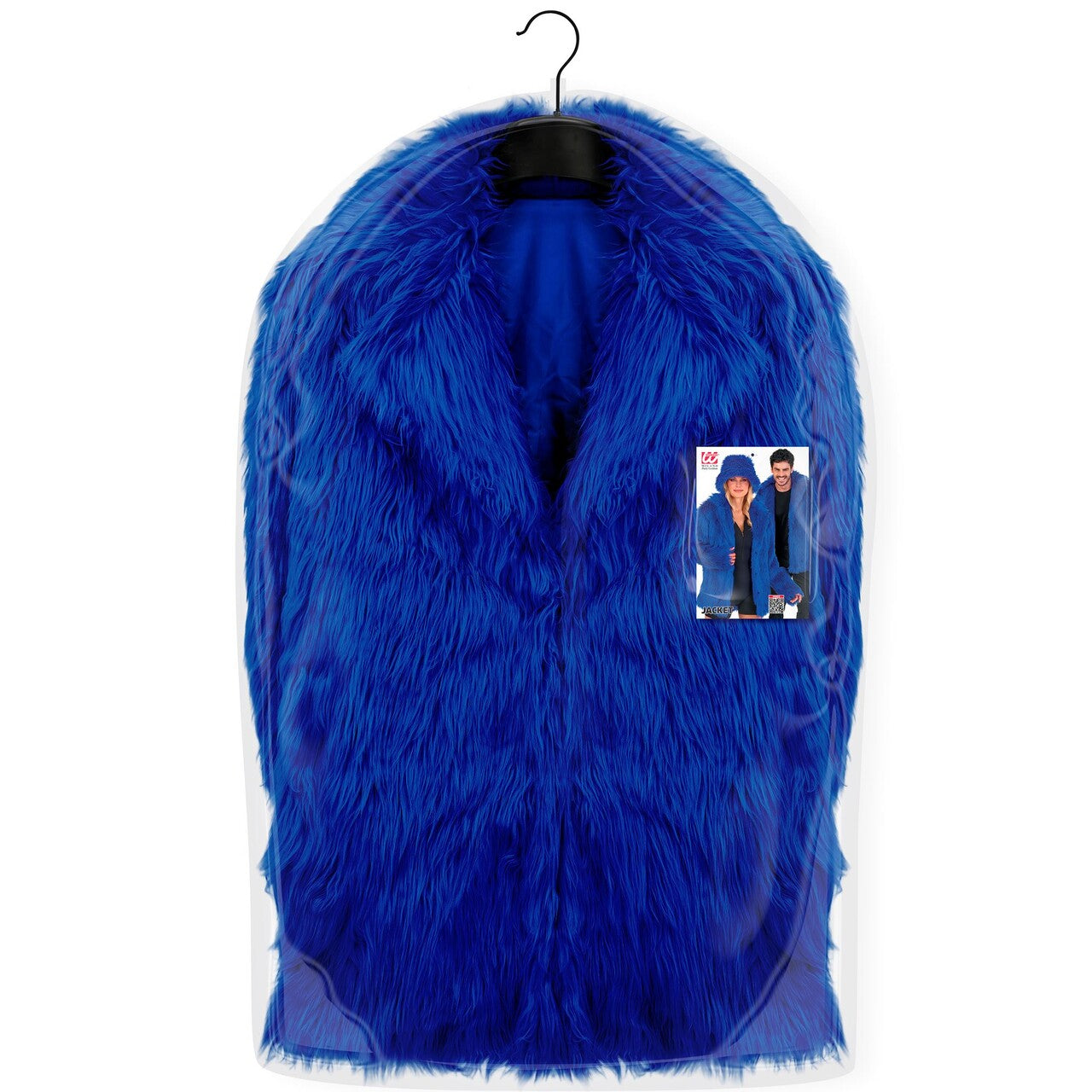 Op deze afbeelding zie je een Kostuums, van het merk Widmann. Blauwe Bontjas Furry Blue