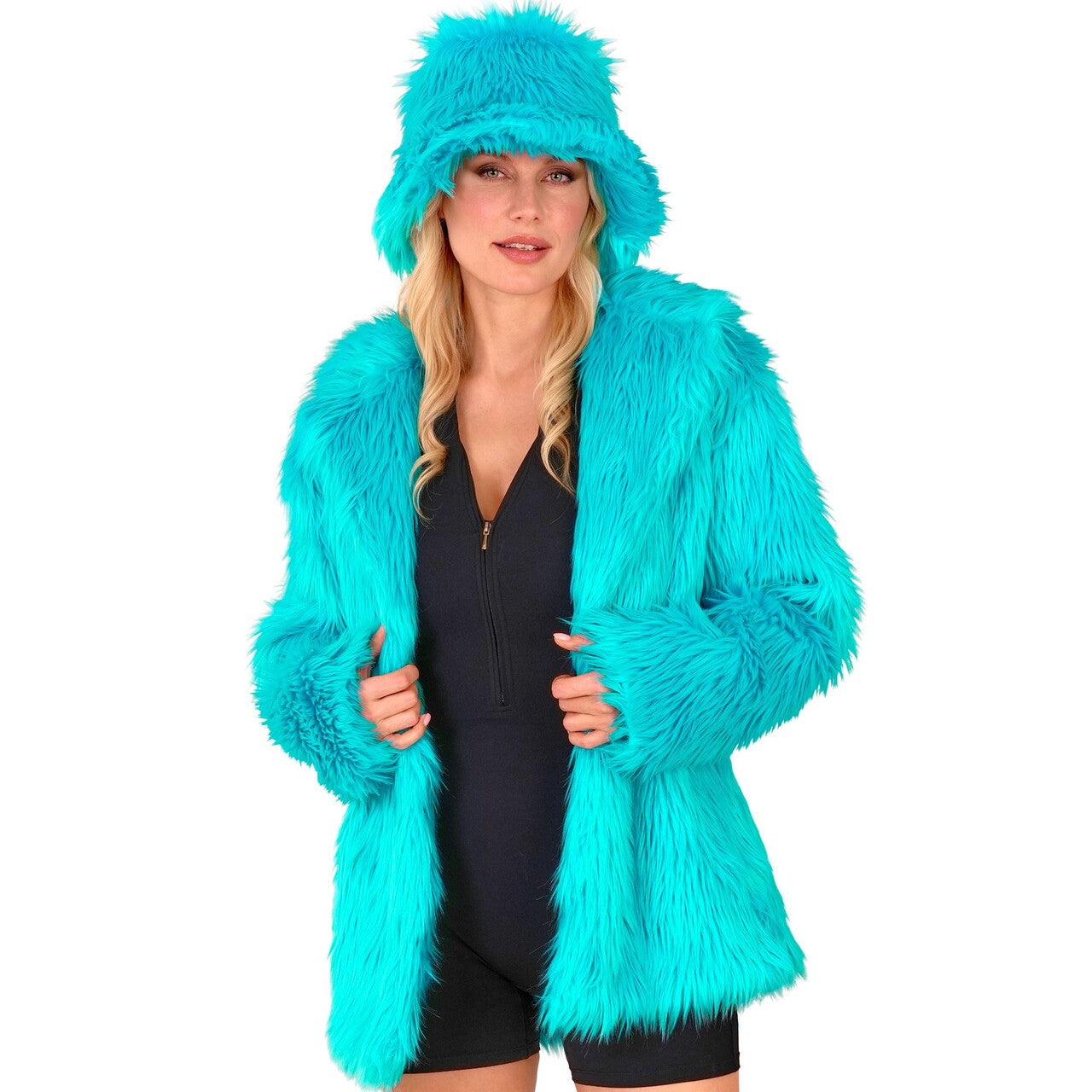 Op deze afbeelding zie je een Kostuums, van het merk Widmann. Lichtblauwe Bontjas Cool As Ice