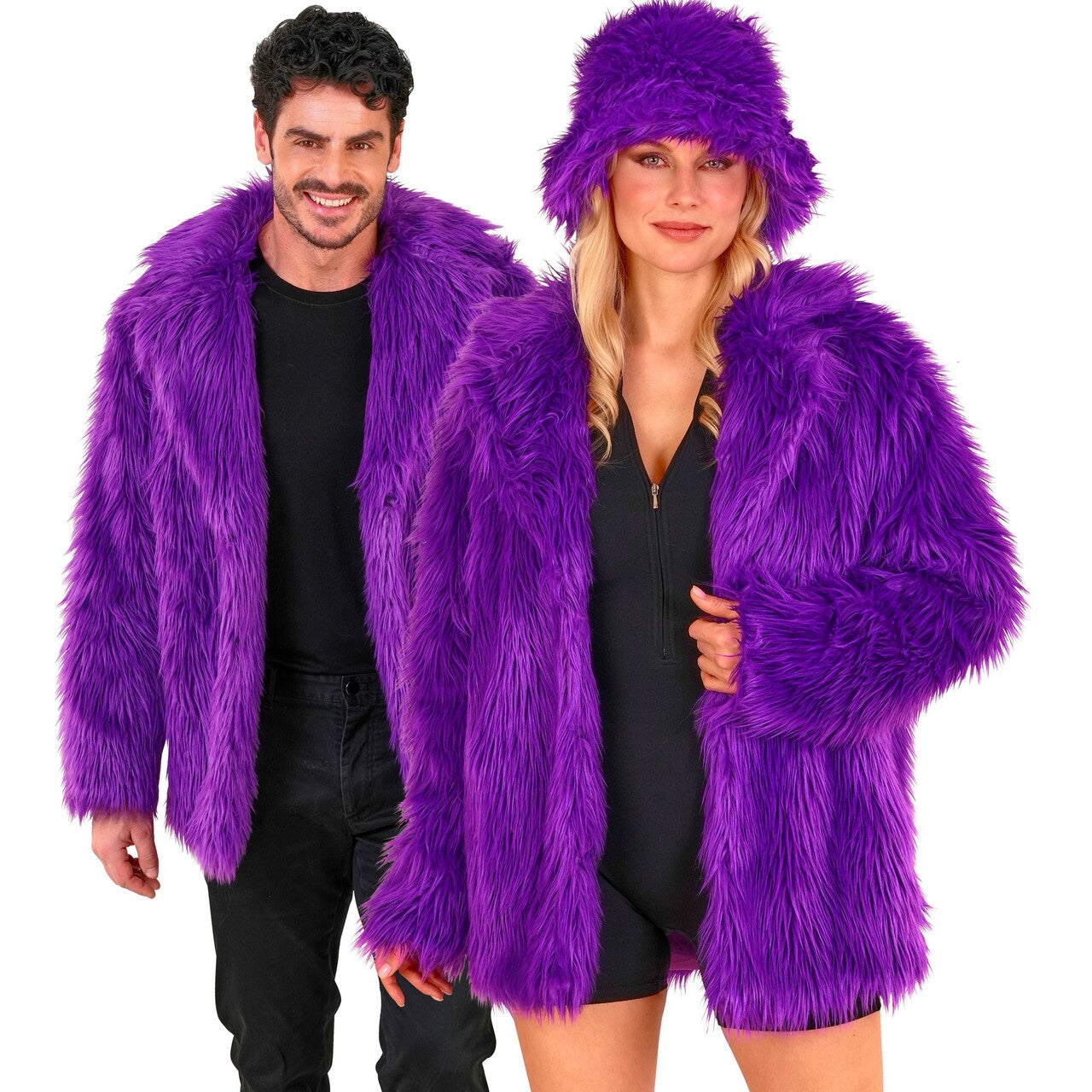 Op deze afbeelding zie je een Kostuums, van het merk Widmann. Bontjas Just Pimpin Paars