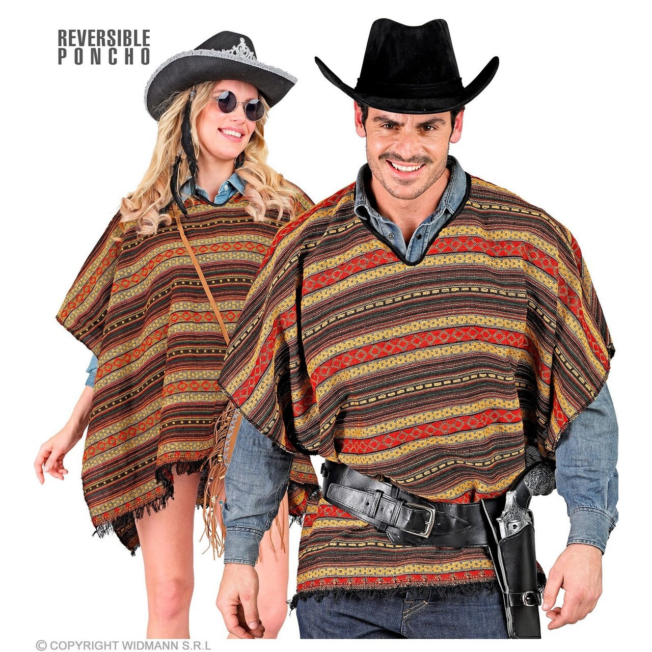 Op deze afbeelding zie je een Kostuums, van het merk Widmann. Mexicaanse Boho Poncho Kostuum