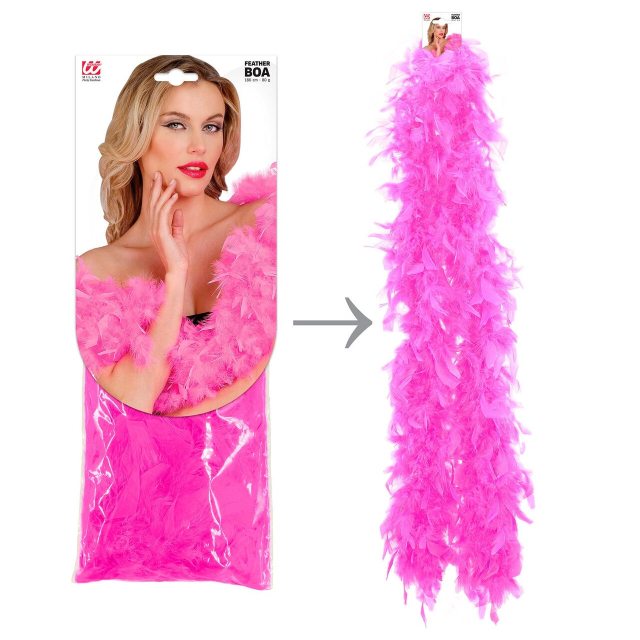 Op deze afbeelding zie je een Accessoires, van het merk Widmann. Boa Roze 180 Centimeter 80 Gram