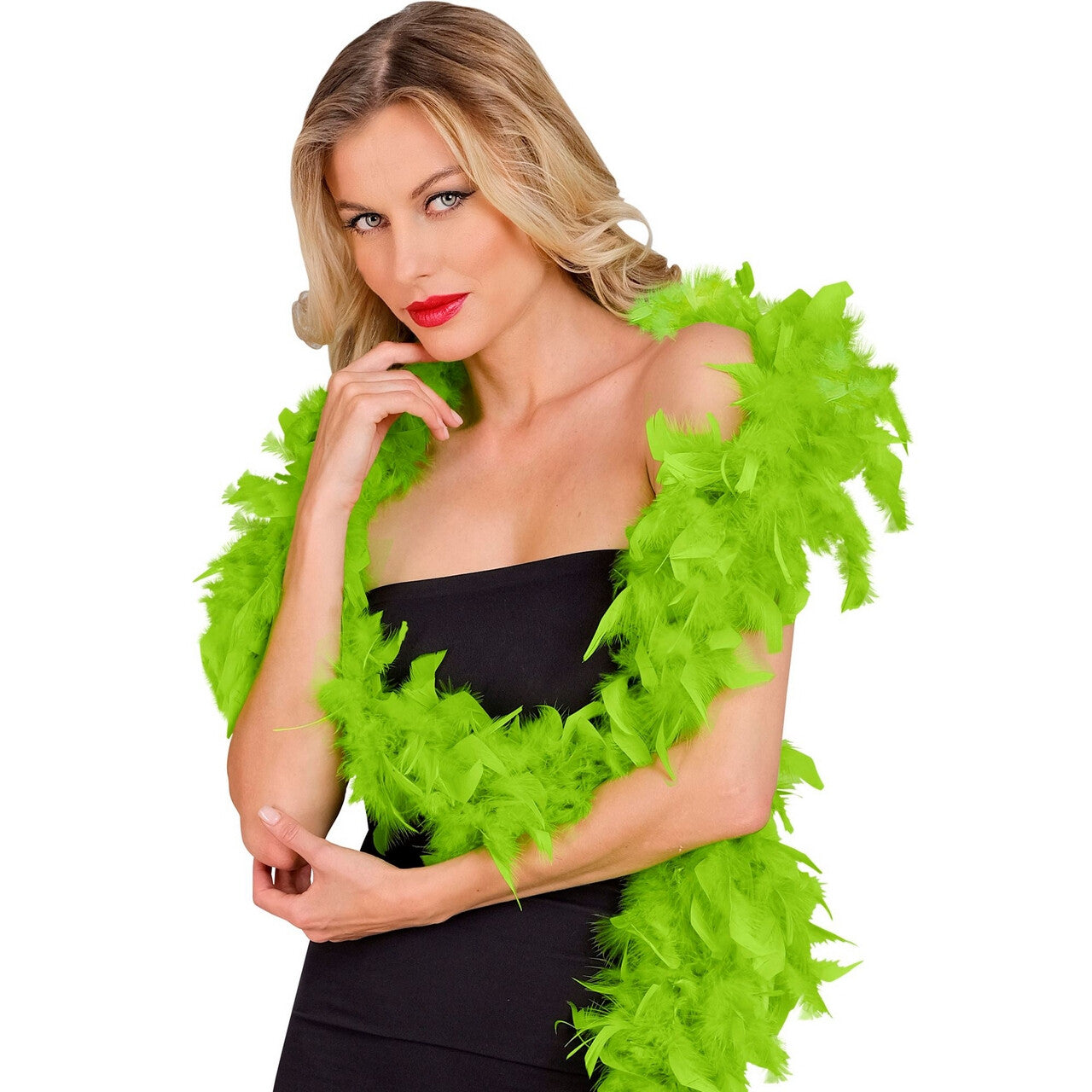 Op deze afbeelding zie je een Accessoires, van het merk Widmann. Boa Lime Groen 180 Centimeter 80 Gram