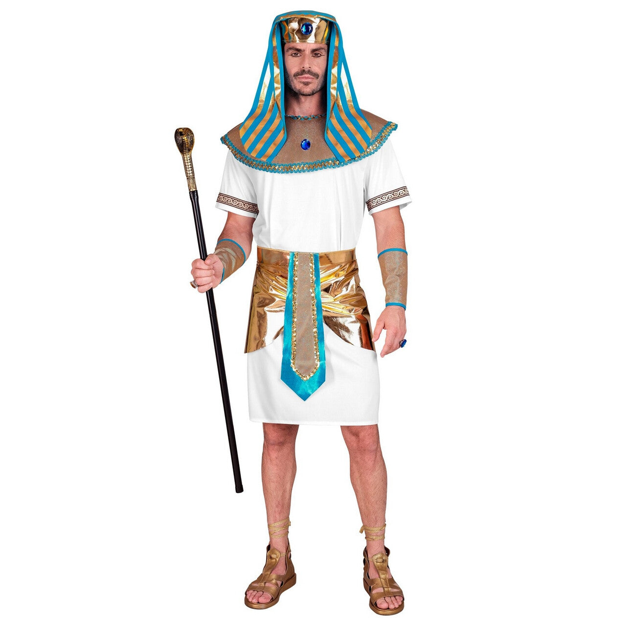 Op deze afbeelding zie je een Kostuums, van het merk Widmann. Farao Machtigste King Of Egypt Man Kostuum