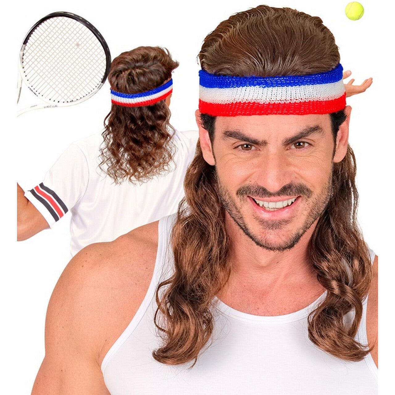 Op deze afbeelding zie je een Accessoires, van het merk Widmann. Zweetband Met Jaren 80 Haarmat