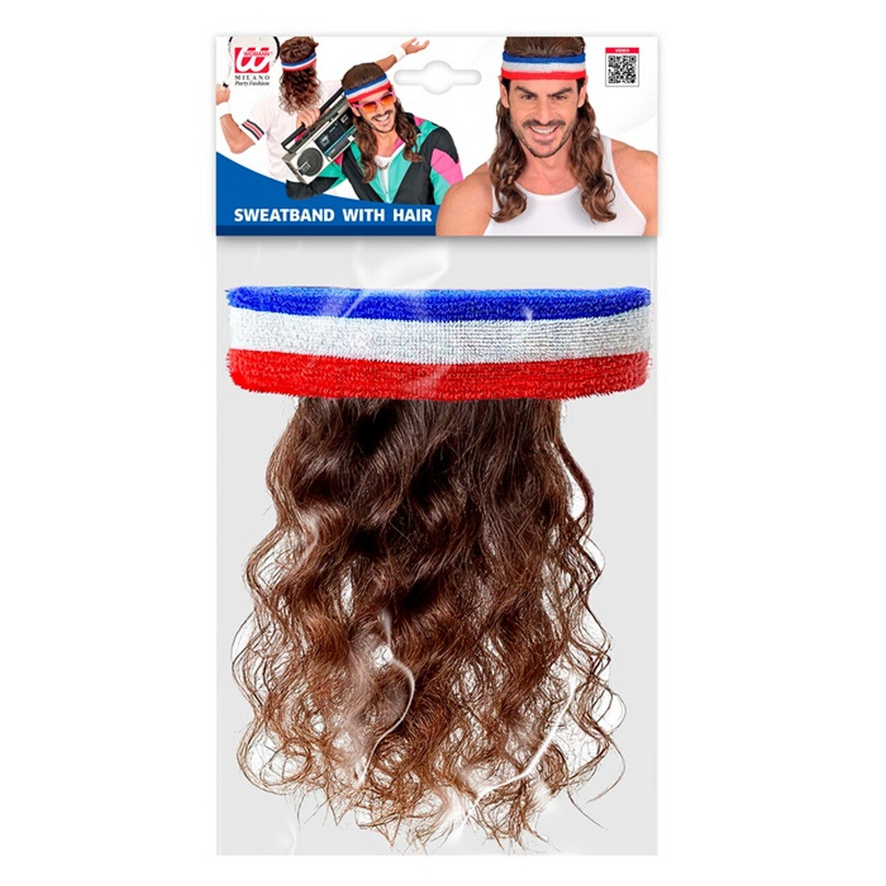 Op deze afbeelding zie je een Accessoires, van het merk Widmann. Zweetband Met Jaren 80 Haarmat