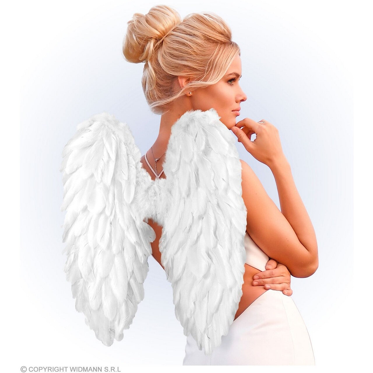 Op deze afbeelding zie je een Accessoires, van het merk Widmann. Angel Wings Wit Met Veren