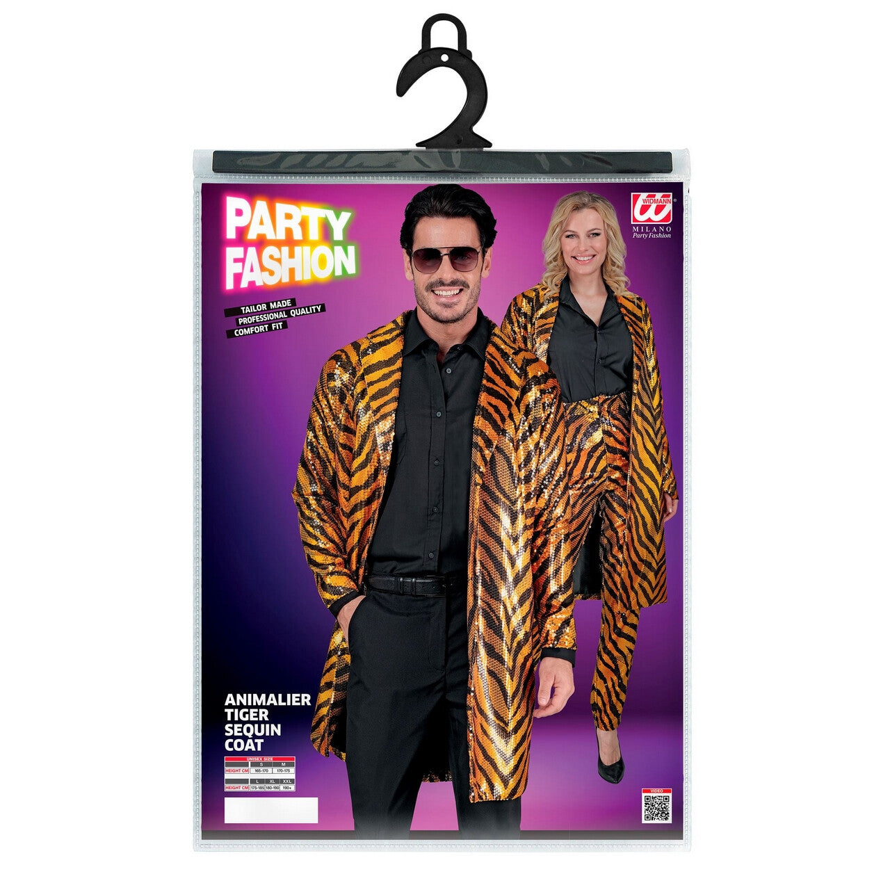 Op deze afbeelding zie je een Kostuums, van het merk Widmann. Tiger Lightning Pailletten Wild Feest Jas