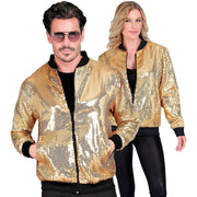 Op deze afbeelding zie je een Kostuums, van het merk Widmann. Bomberjack Pailletten Goud Glits And Glam