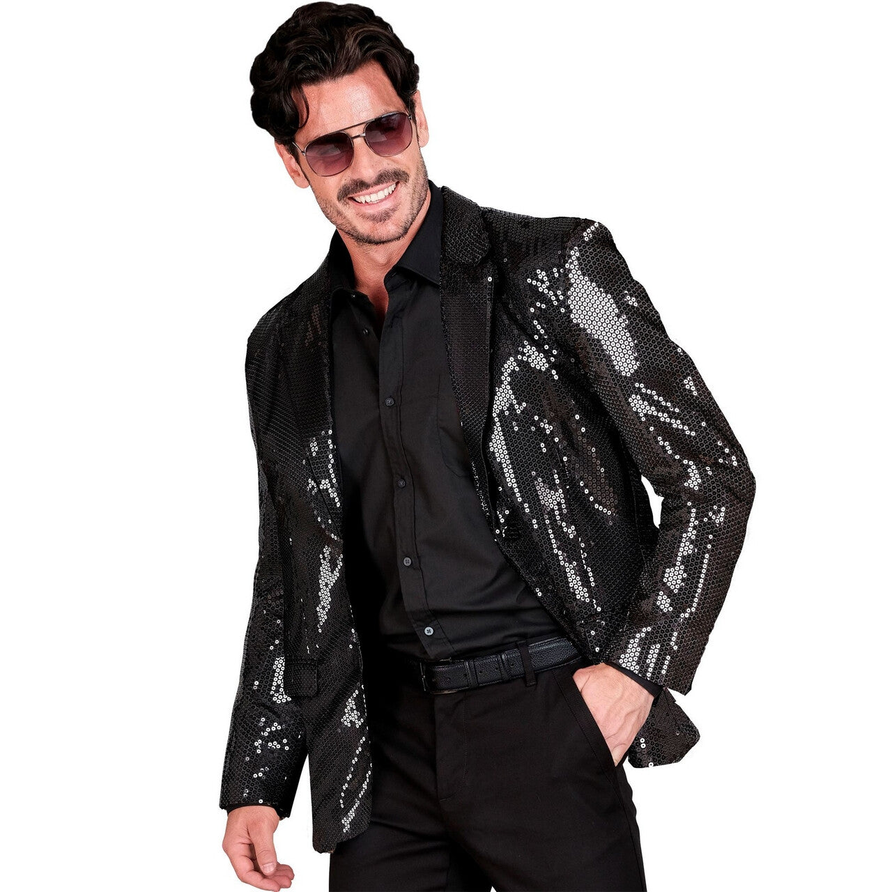 Op deze afbeelding zie je een Kostuums, van het merk Widmann. Pailletten Colbert Glam Fest Man