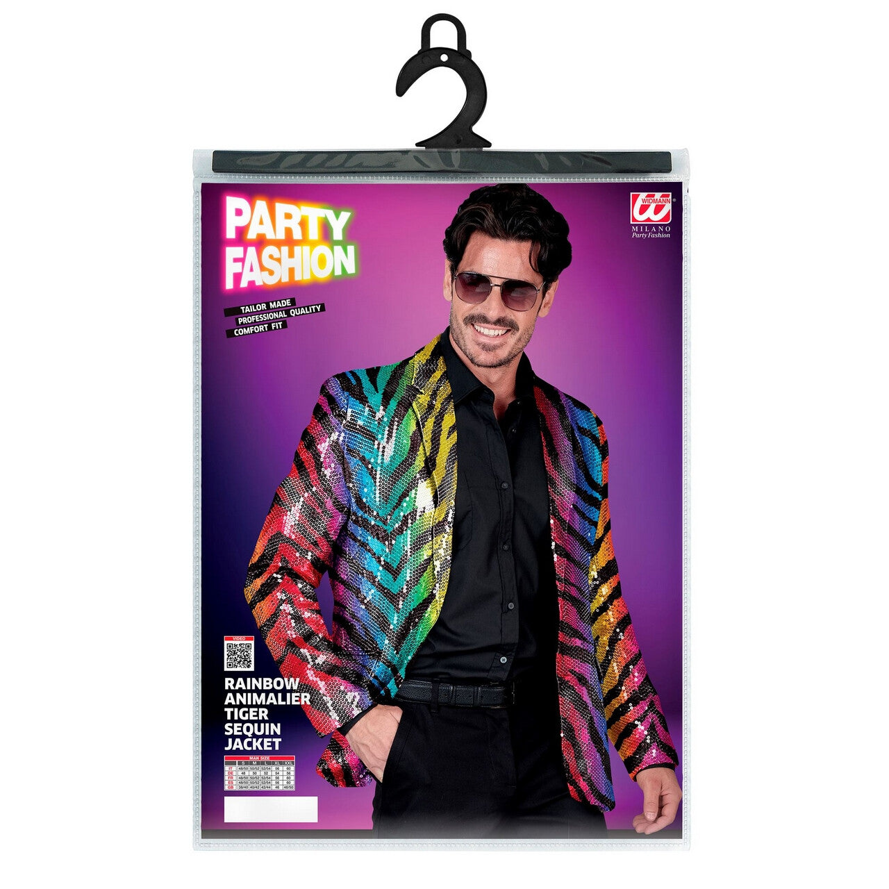 Op deze afbeelding zie je een Kostuums, van het merk Widmann. Pailletten Colbert Foute Regenboog Jungle Man