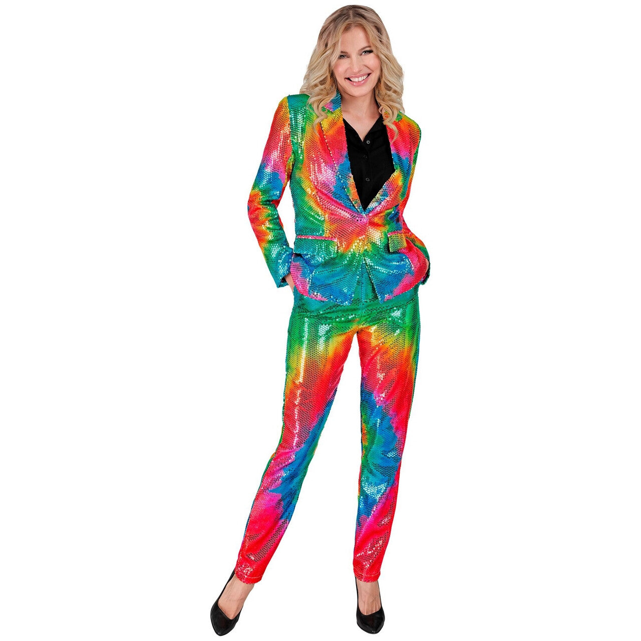 Op deze afbeelding zie je een Kostuums, van het merk Widmann. Pailletten Kleurenfestijn Hippie Fest Broek Vrouw
