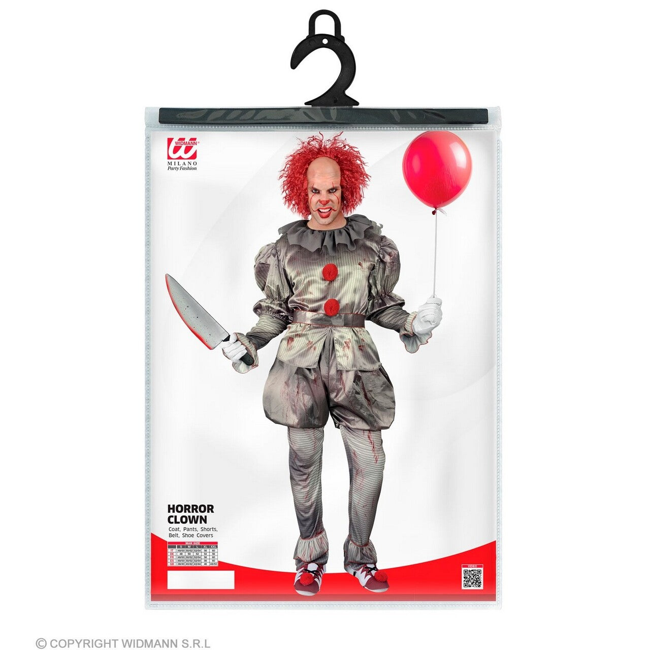 Op deze afbeelding zie je een Kostuums, van het merk Widmann. Moordende Clown Zonder Grappen Man Kostuum