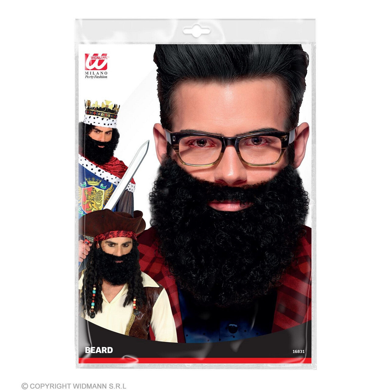 Op deze afbeelding zie je een Accessoires, van het merk Widmann. Zwarte Krullen Baard En Snor